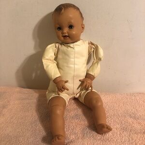 Vintage 21” Cloth & Vinyl Brown Effenbee Sleepy Eye Cryer Doll RARE